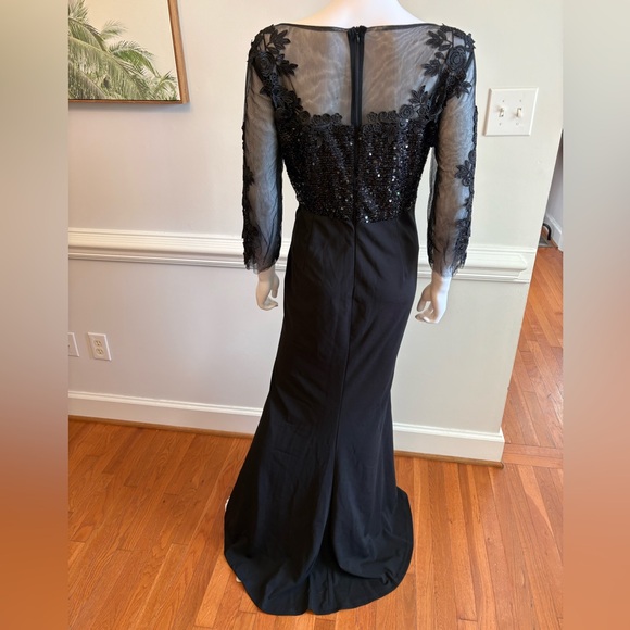 Source Unknown Black Long Sleeve Dress with Floral Embellishments - Picture 6 of 6